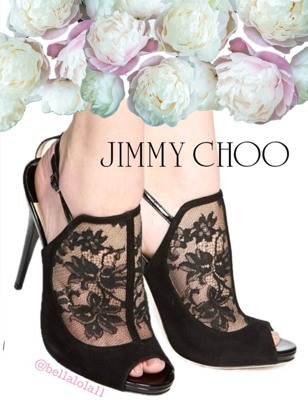 AUTHENTIC JIMMY CHOO BLACK LACE HEELS